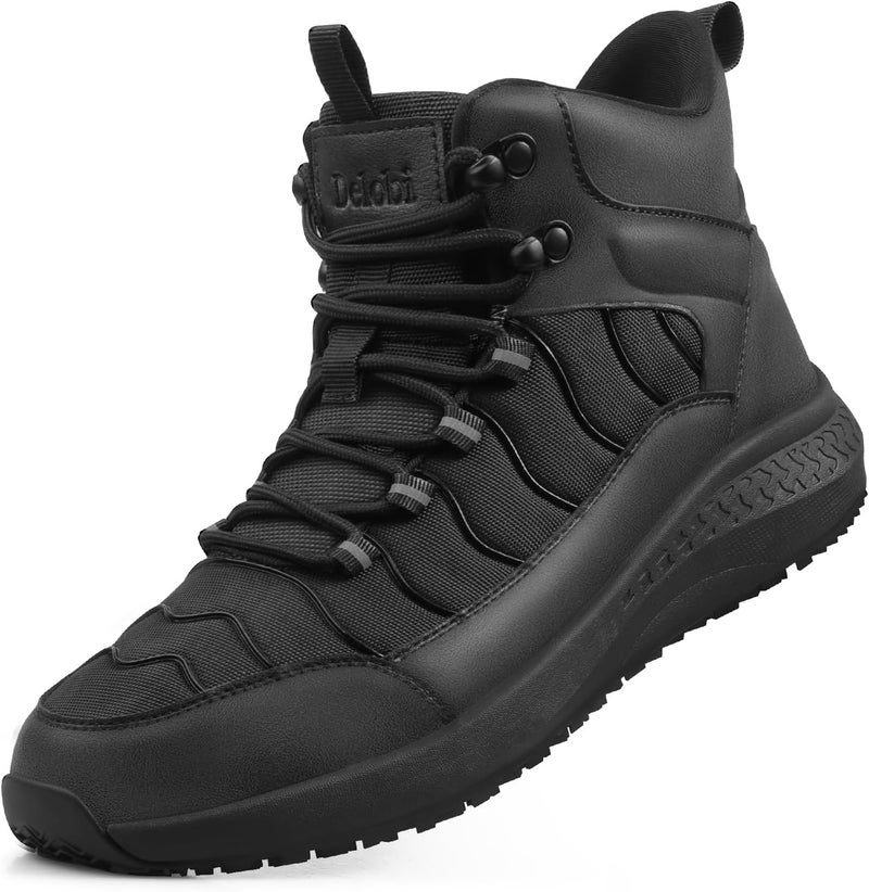 Delobi Store Men's Slip Resistant Waterproof Boots - Comfortable & Ankle Support Work Shoes for Restaurant, Casual, Hiking & Work - Zapatos Trabajo - Image 1